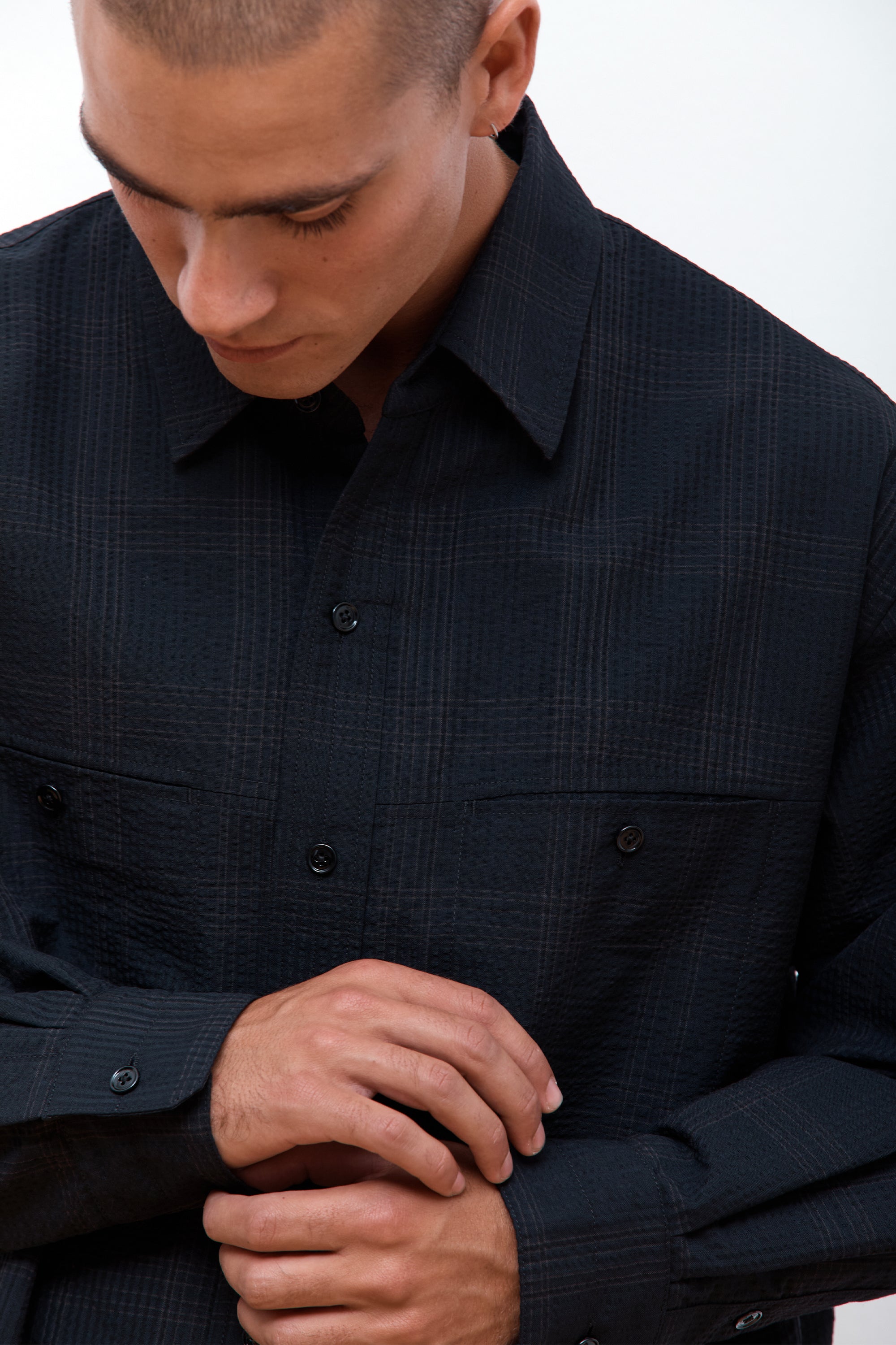 Welt Pocket Shirt Dark Espresso / Marine