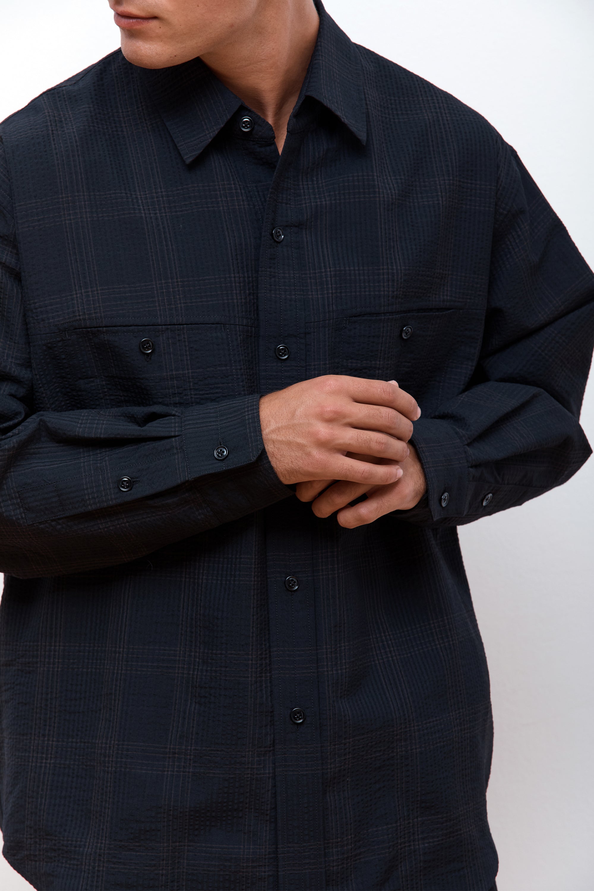 Welt Pocket Shirt Dark Espresso / Marine