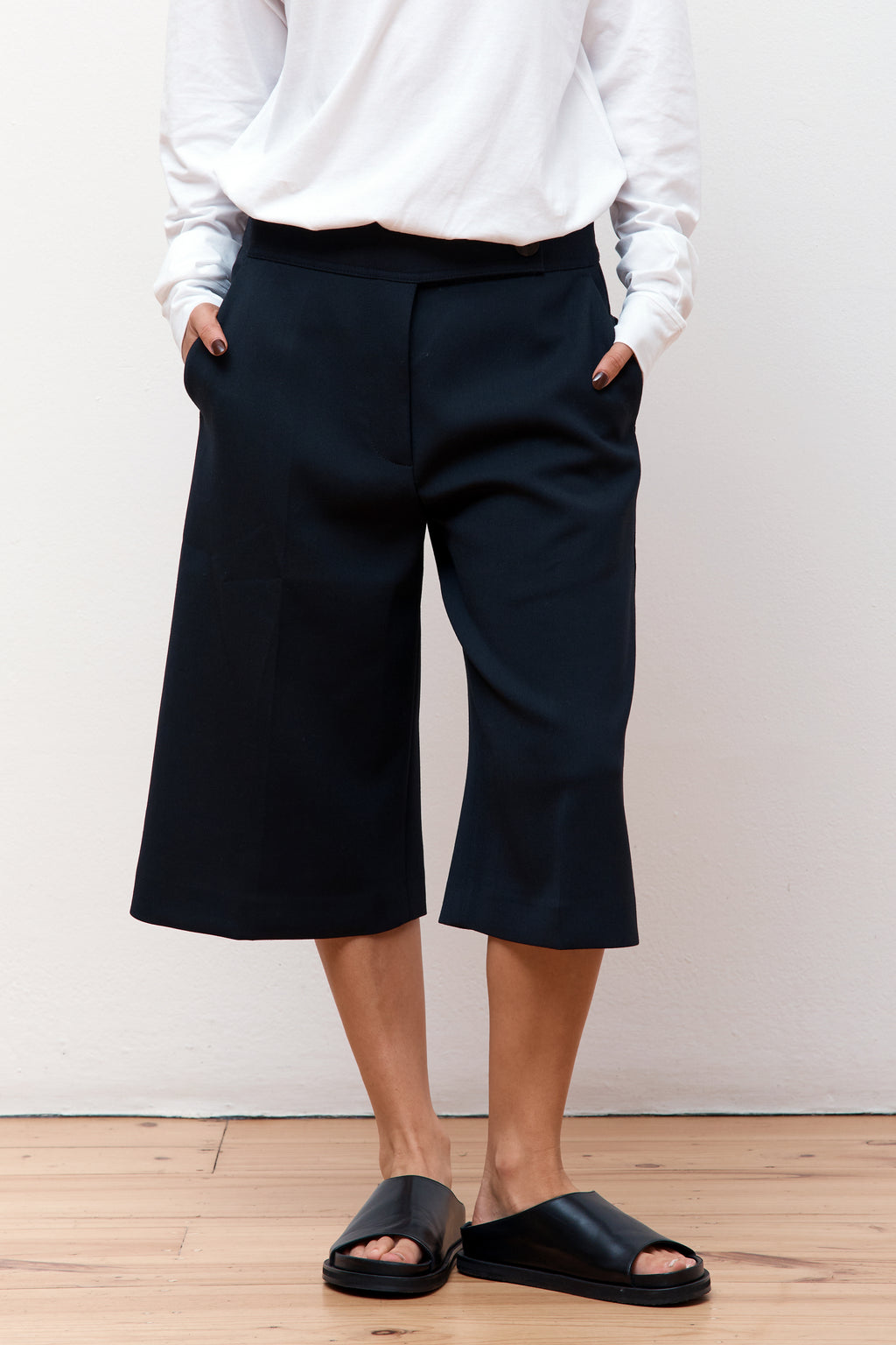 Acuna Double Pleat Front Pant - Darkest Navy