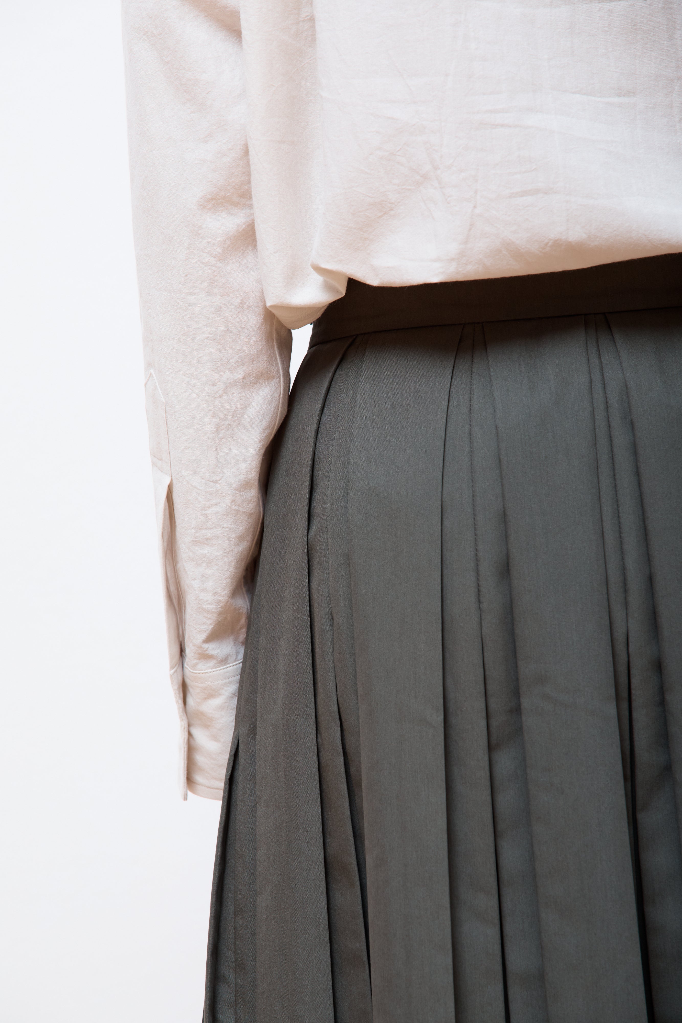 Ticket Pocket Pleated Skirt Faded Green