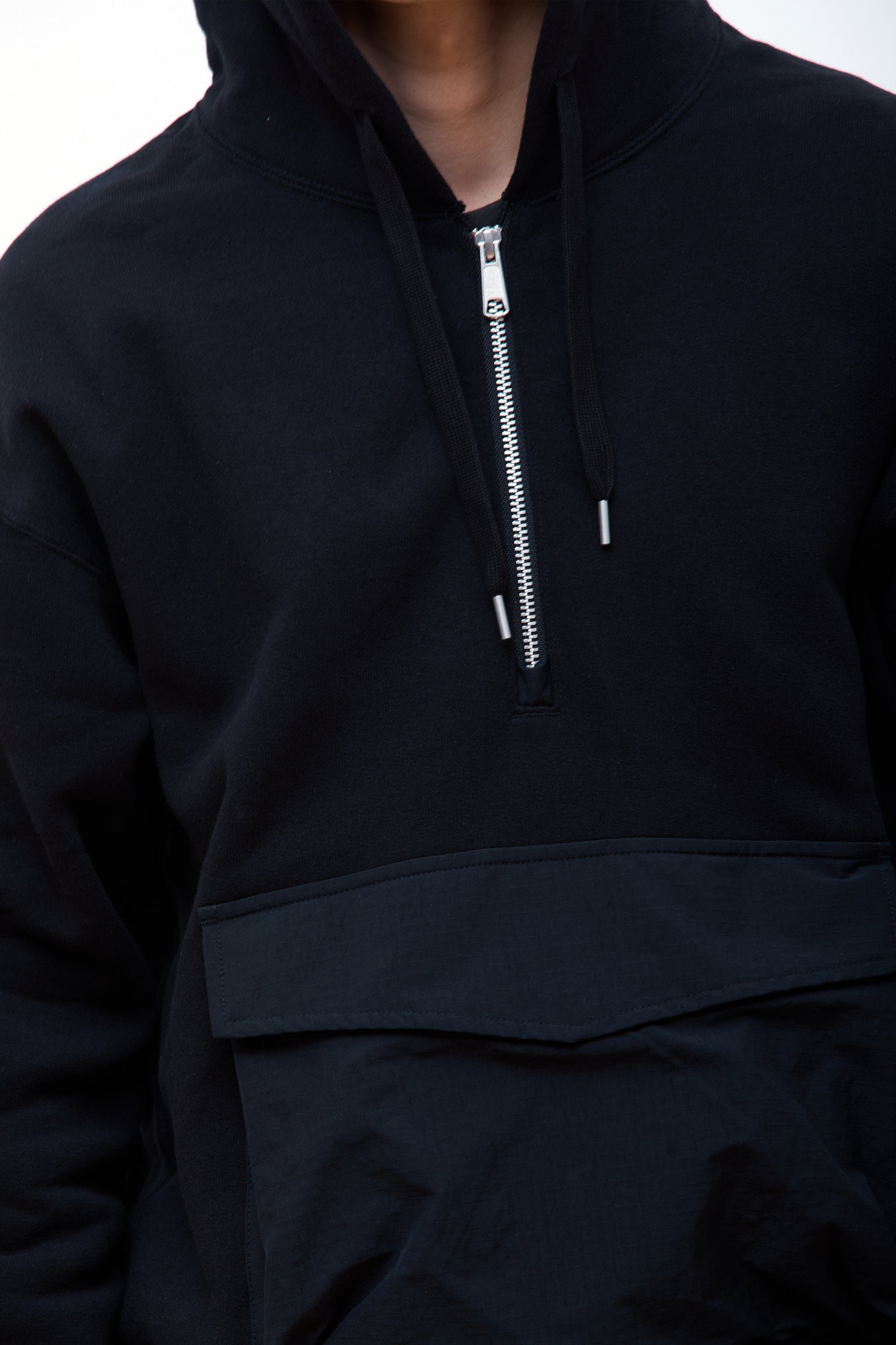 Cotton Zip Pullover Black