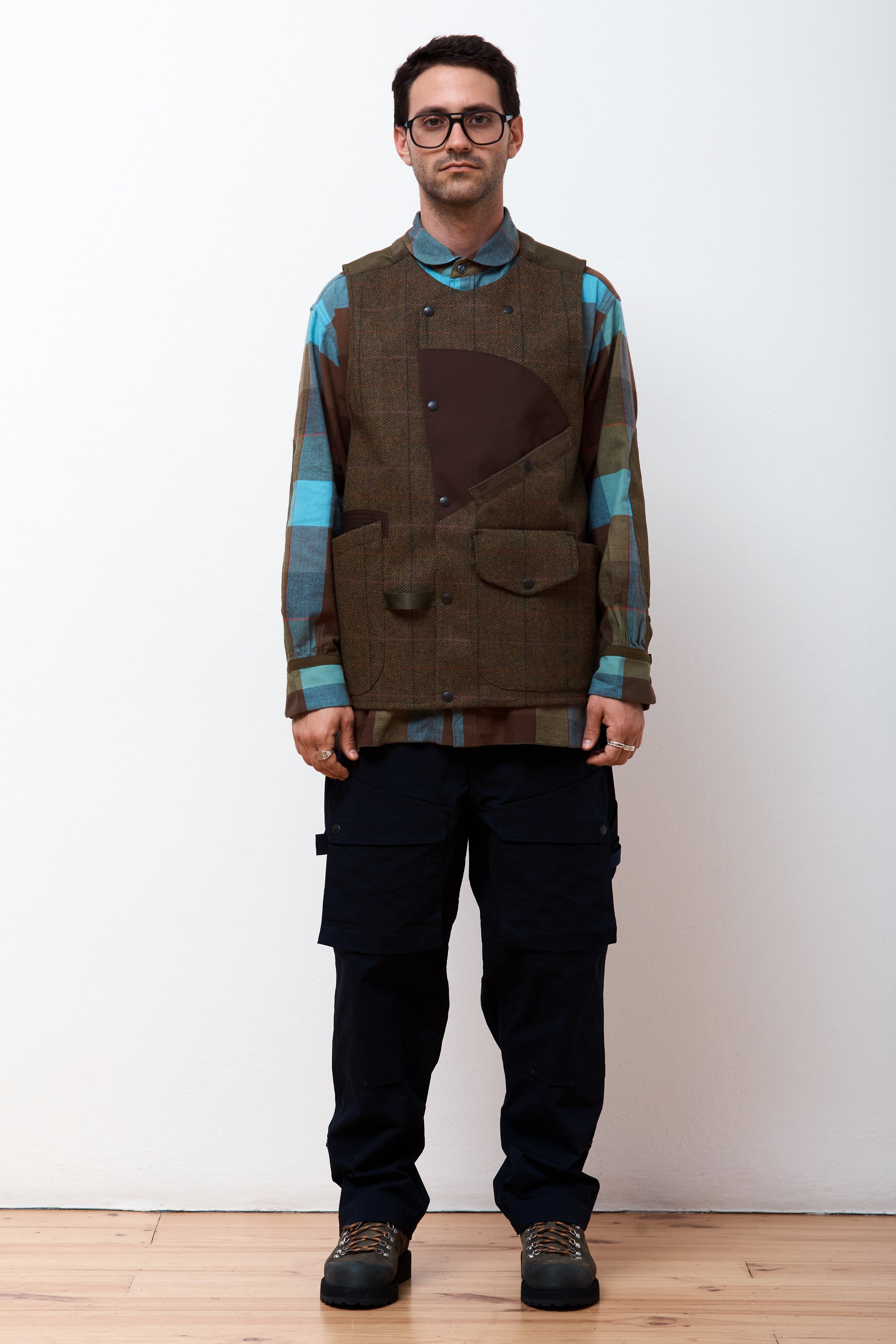 Moon Tweed 3Layered Vest Olive