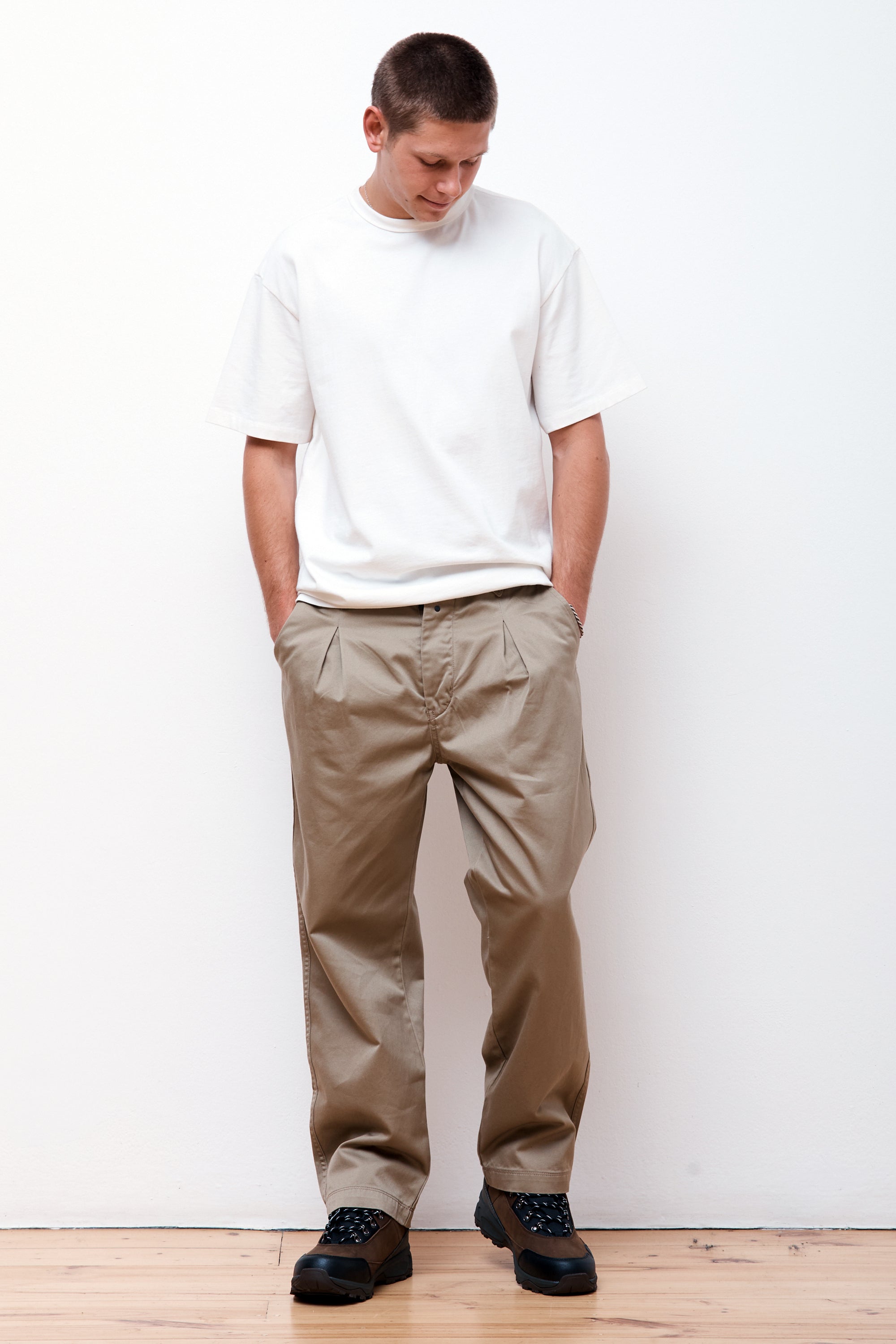 Inverted Pleat Pants Khaki