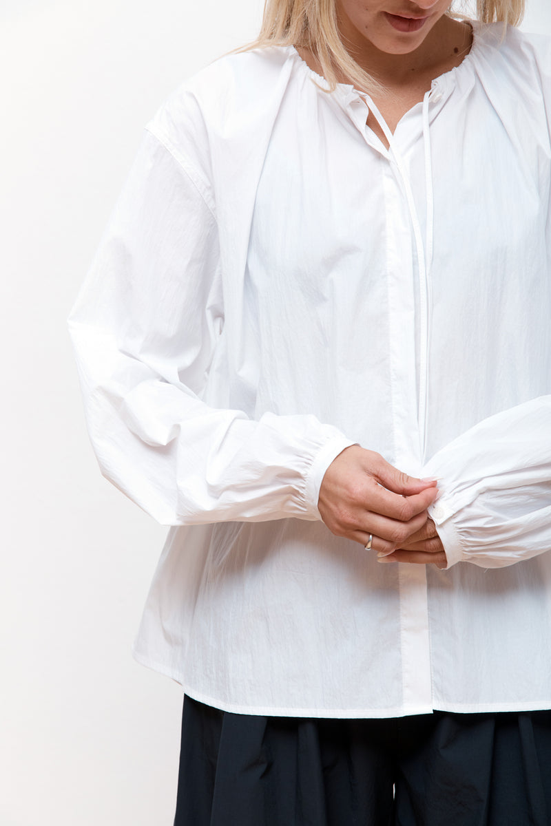 Drawstring Shirring Shirt White