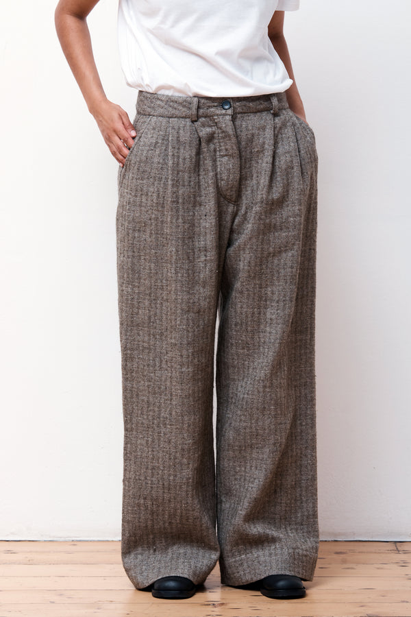 Linen Mara Trouser Natural/Grey