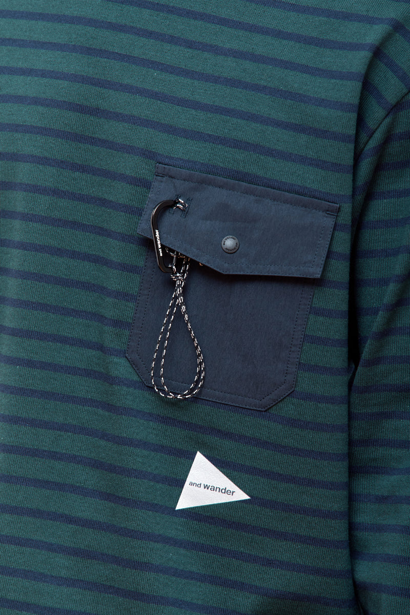 Stripe Pocket LS T Green