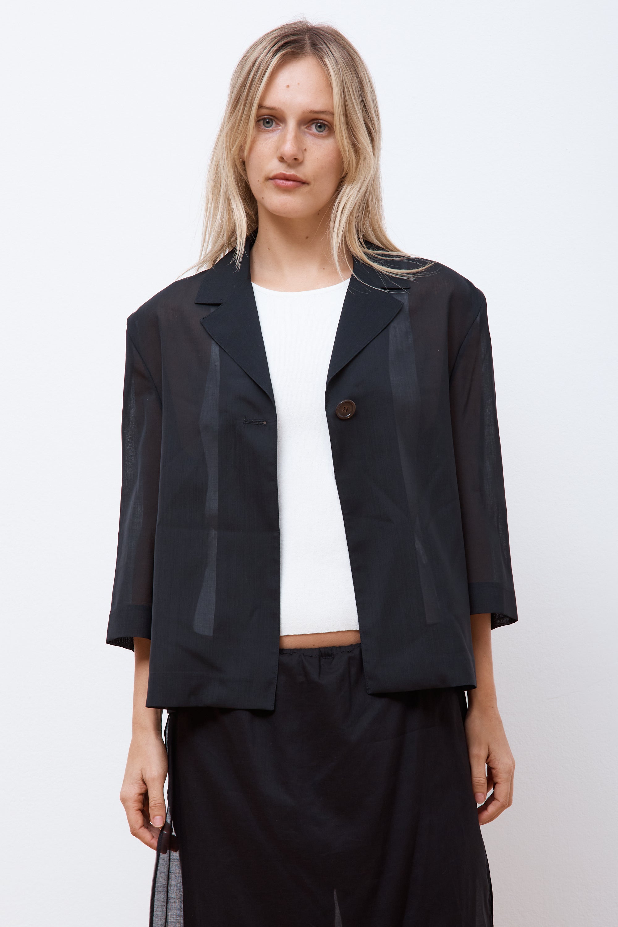 Sheer Crop Jacket Black