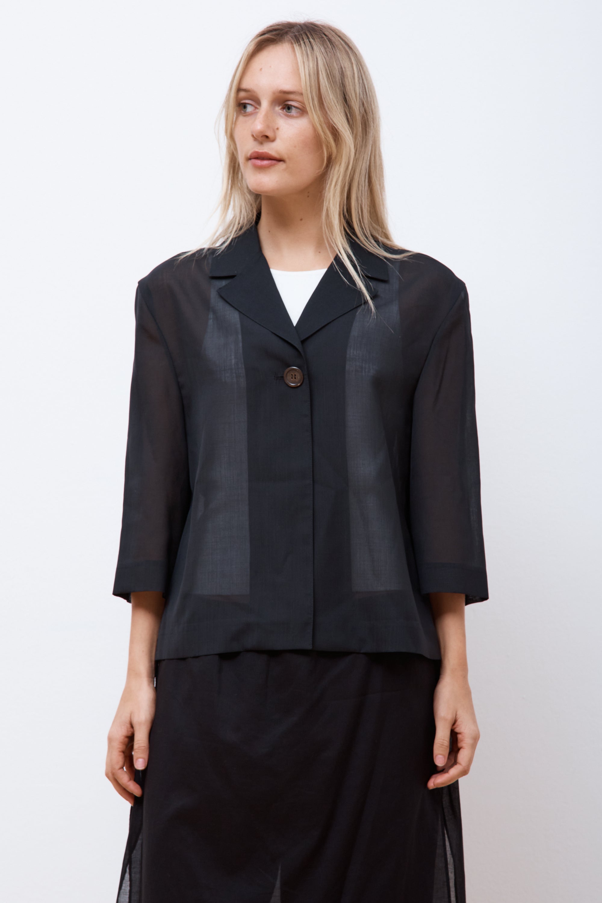 Sheer Crop Jacket Black