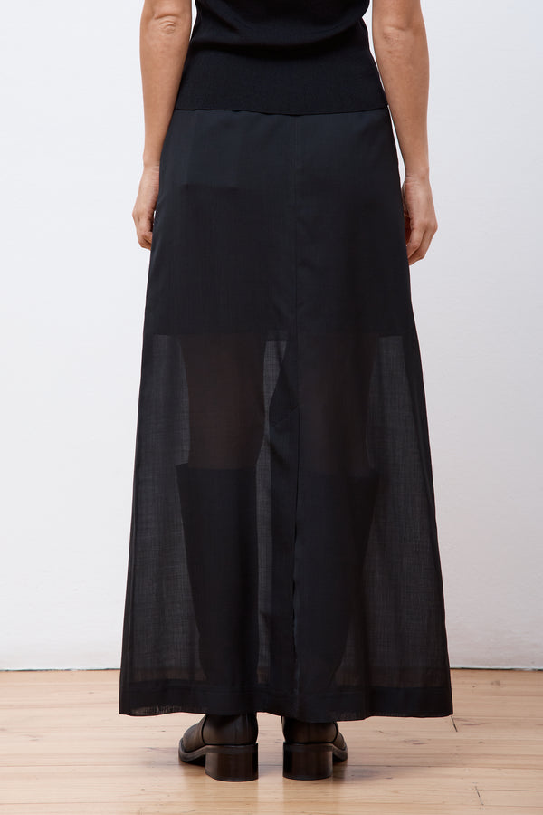 Sheer Maxi Long Skirt Black