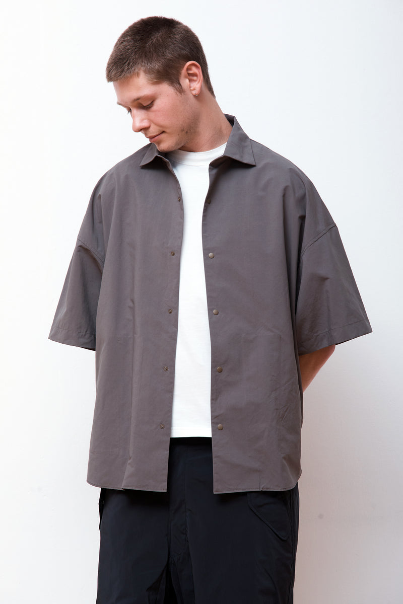 Detachable Sleeve Snap Shirt Dark Taupe