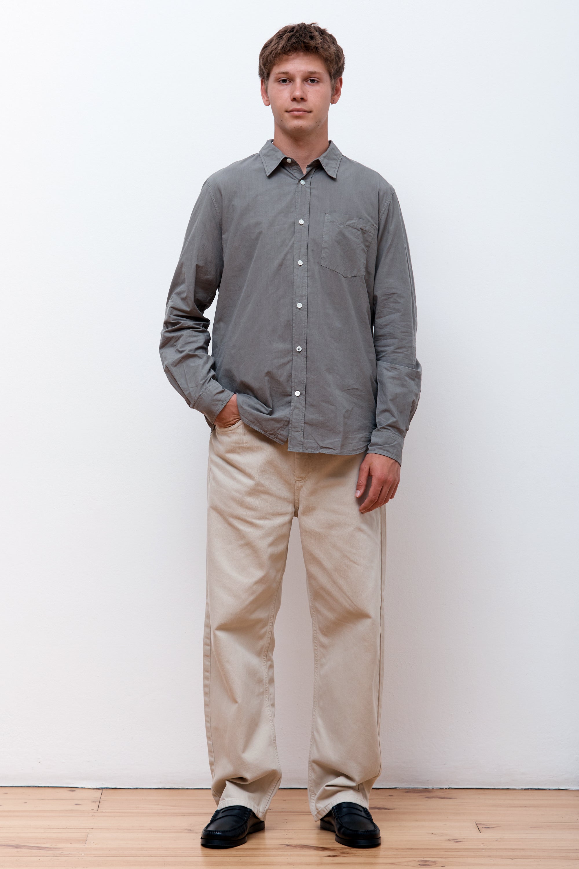 Osvald Cotton Tencel Shirt Mid Khaki