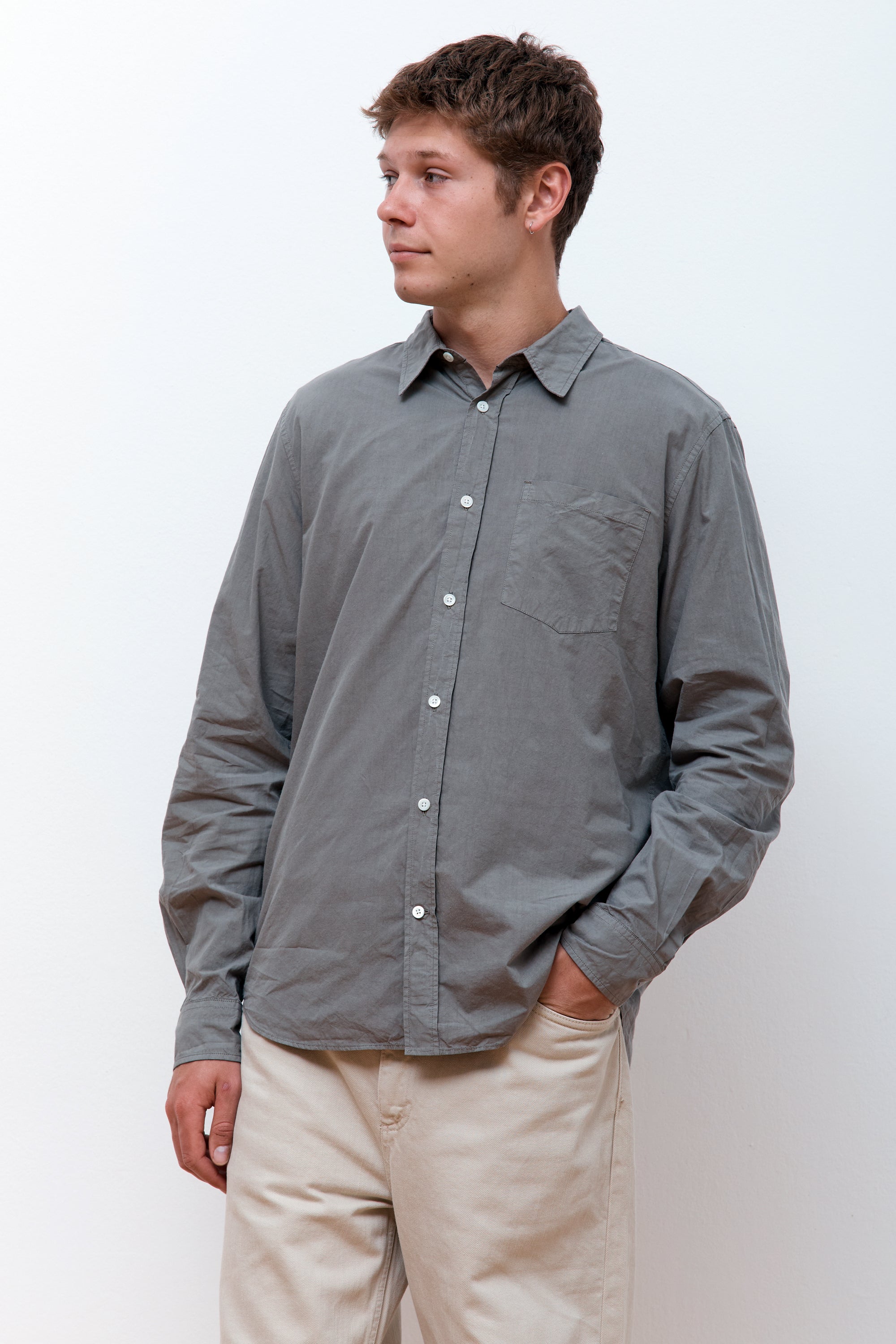 Osvald Cotton Tencel Shirt Mid Khaki