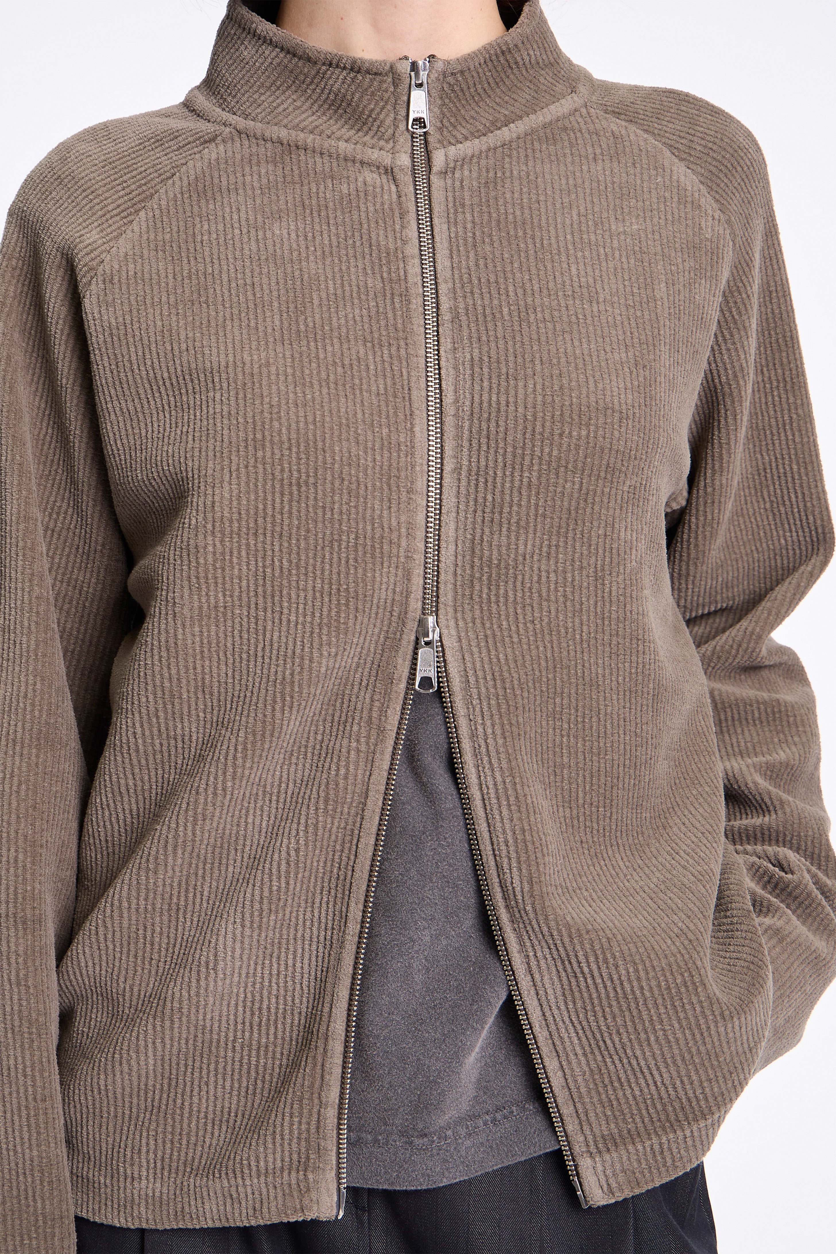 Leisure Zip Up Faded Taupe Jersey Cord