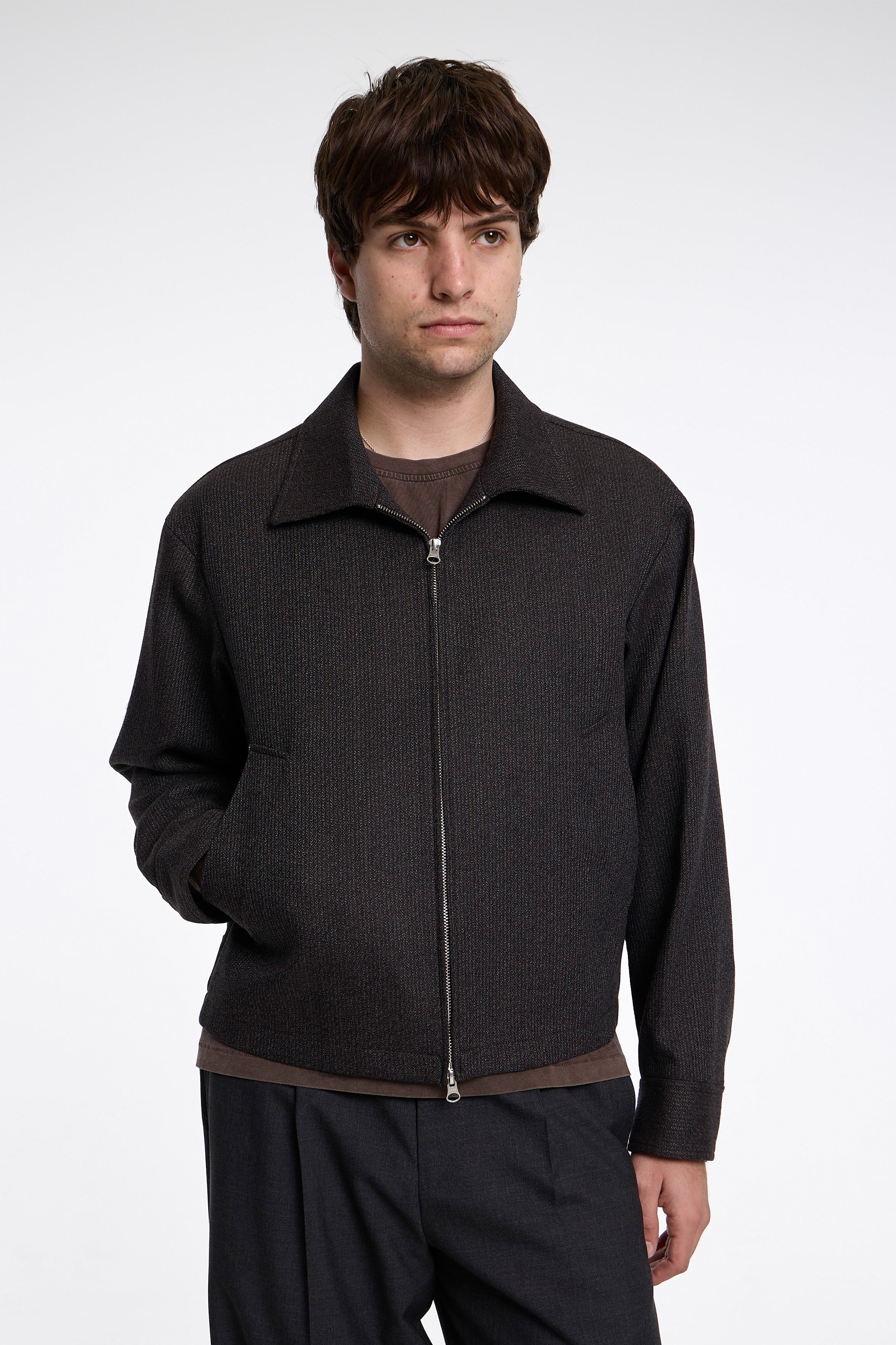 Mail Jacket Brown Melange Stripe