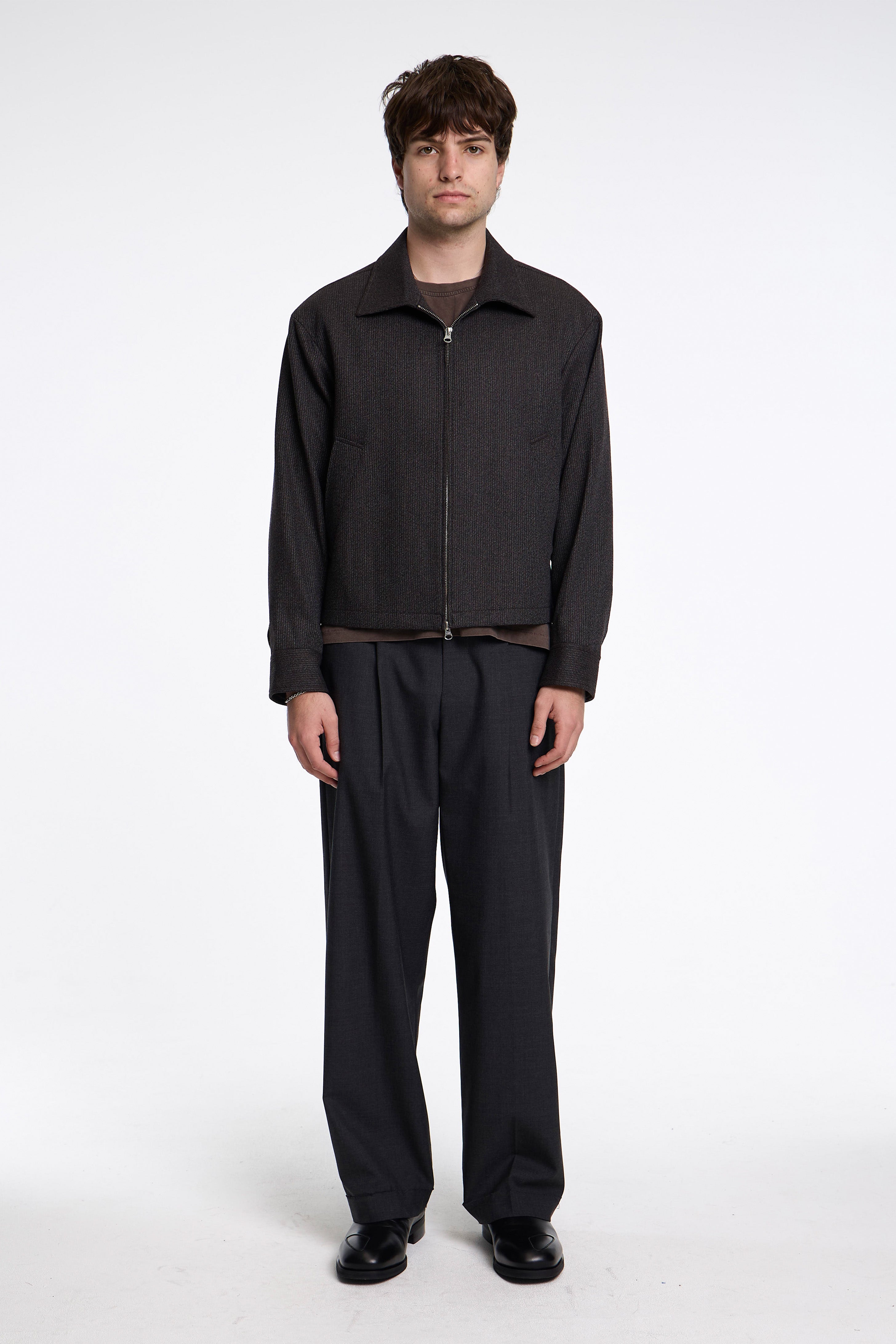 Mail Jacket Brown Melange Stripe