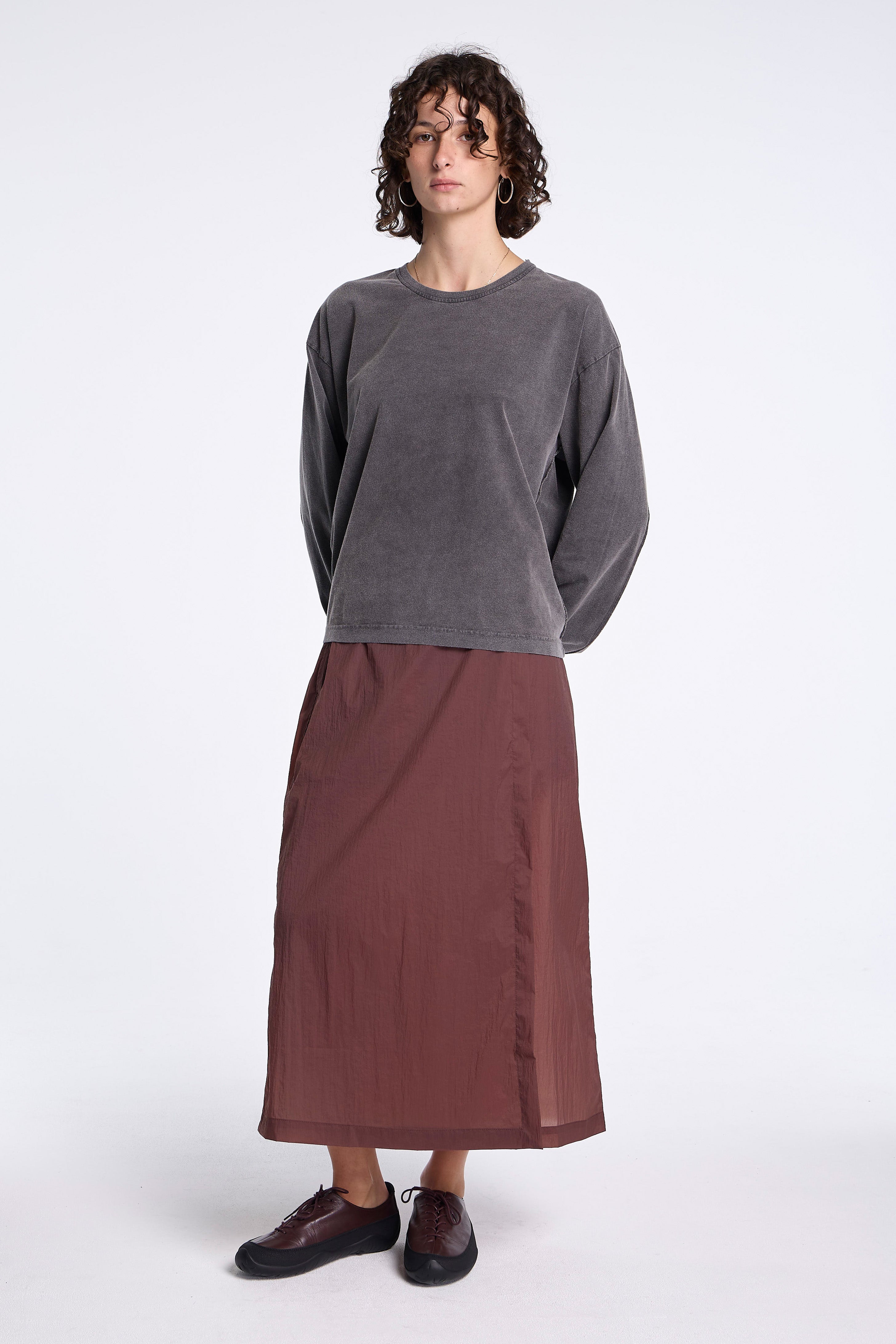 Classic Wrap Skirt Merlot Crinkled Tech