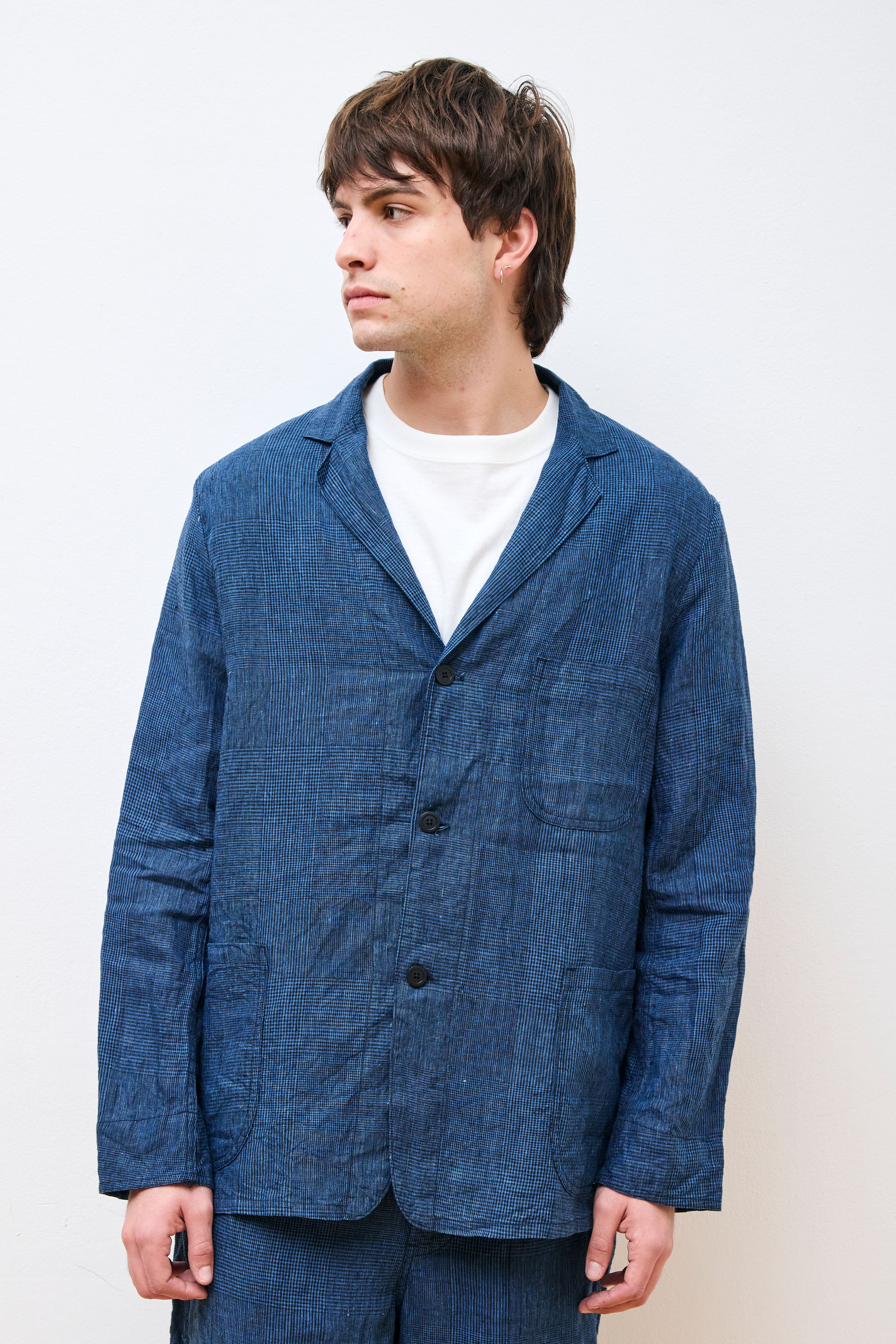 Simple Light Jacket Indigo Check