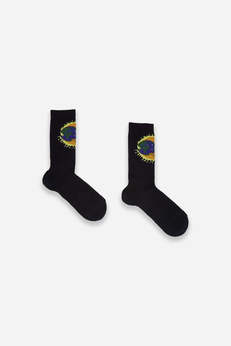 Moon Earth Jacquard Socks Knit Black