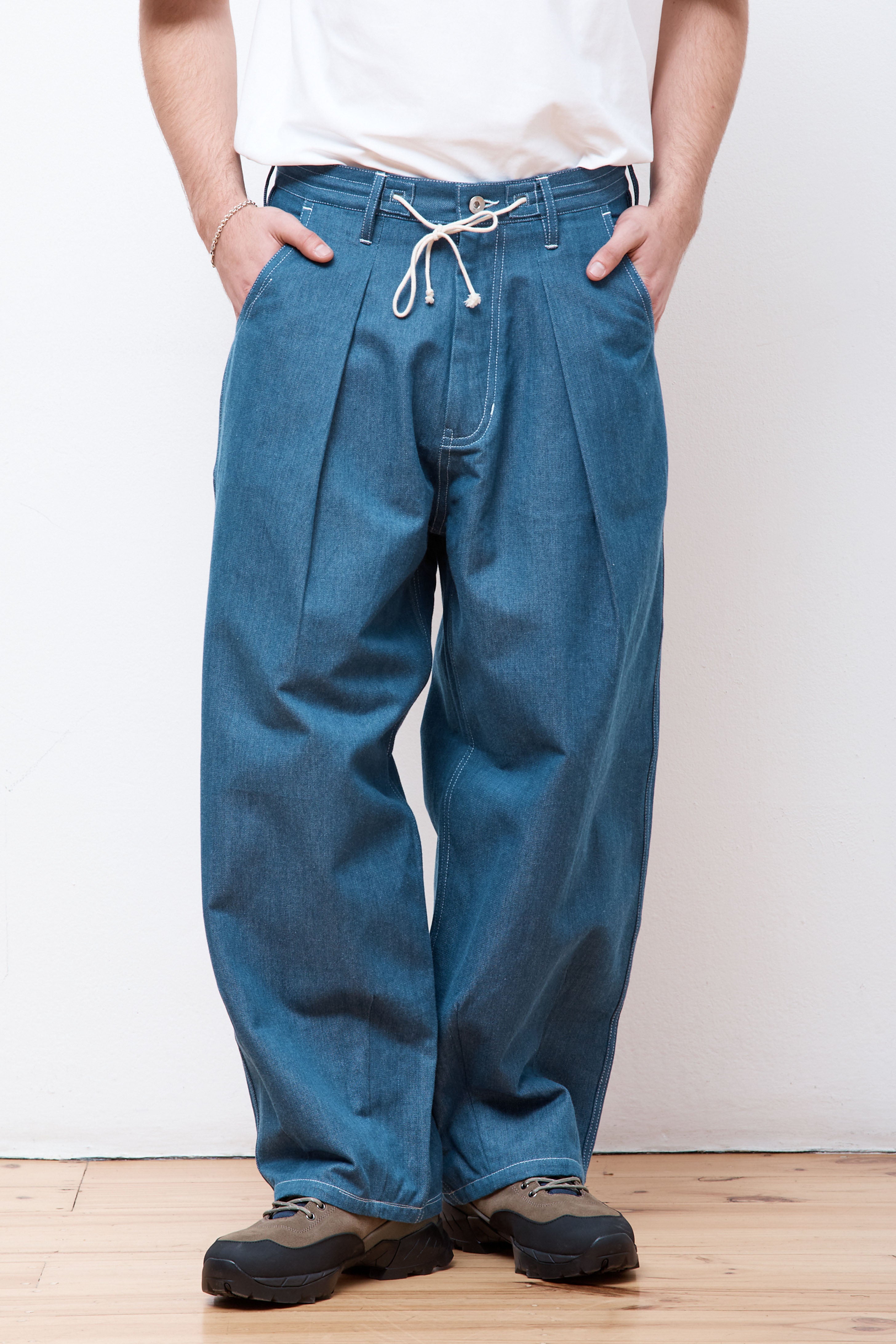 STORY mfg. Lush Pants Indigo Denim Wonky-Wear