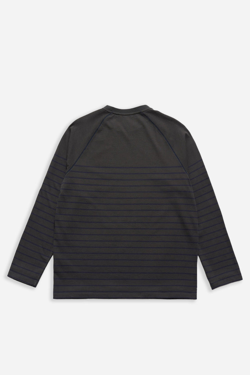 Basic L.S T-Shirt Charcoal & Navy Stripe