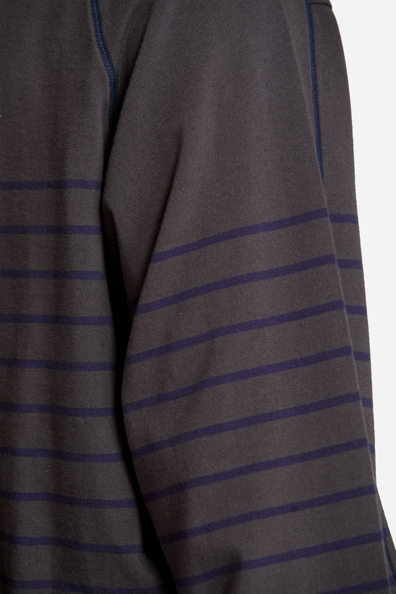 Basic L.S T-Shirt Charcoal & Navy Stripe