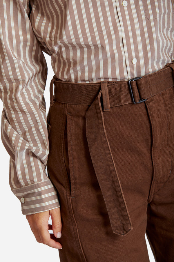 Twisted Belted Pant Dark Brown