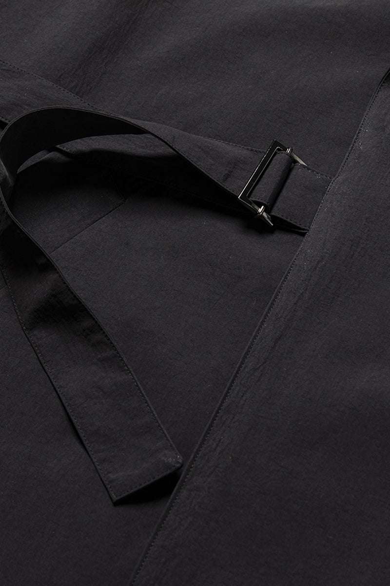 Nylon Wrap Overcoat Off Black