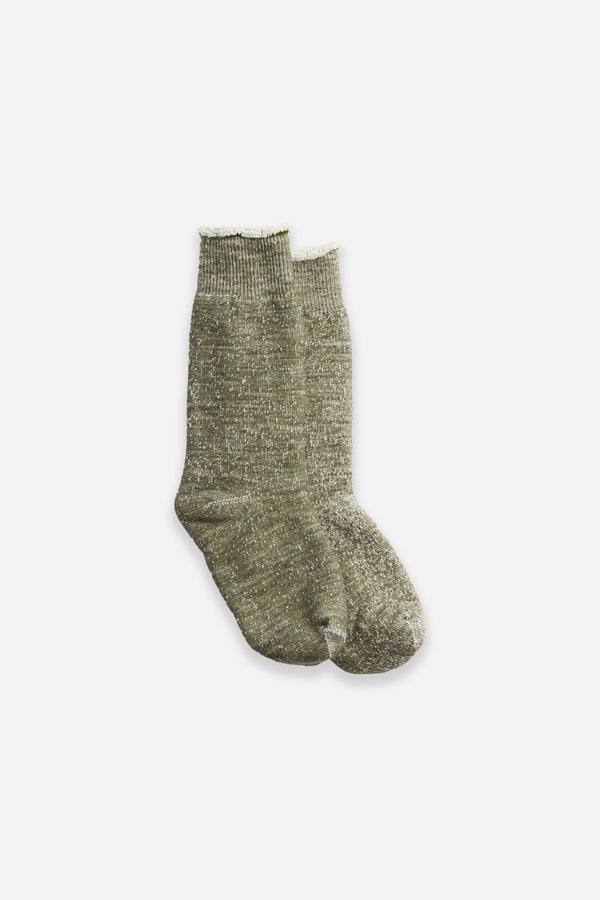Double Face Crew Socks Army Green
