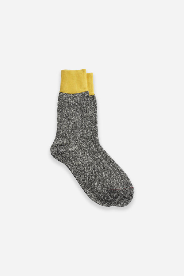 Silk/Cotton Crew Socks Yellow/Charcoal