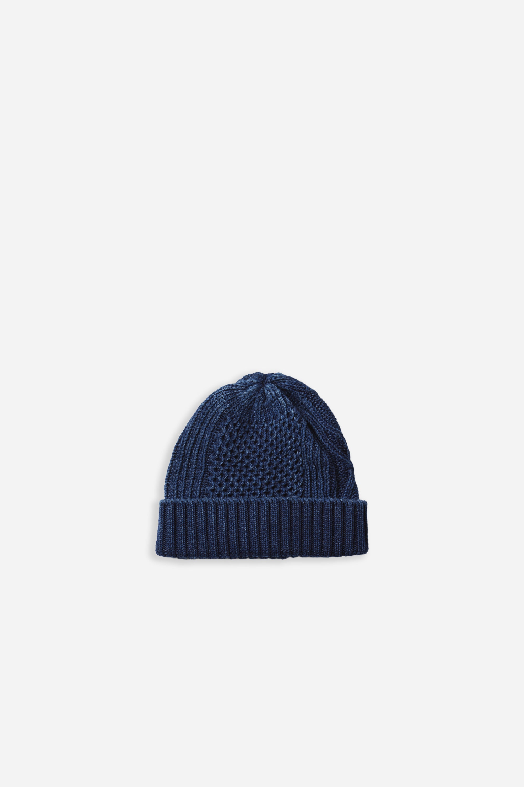 Aran Cable Indigo Watch Cap Dark Denim