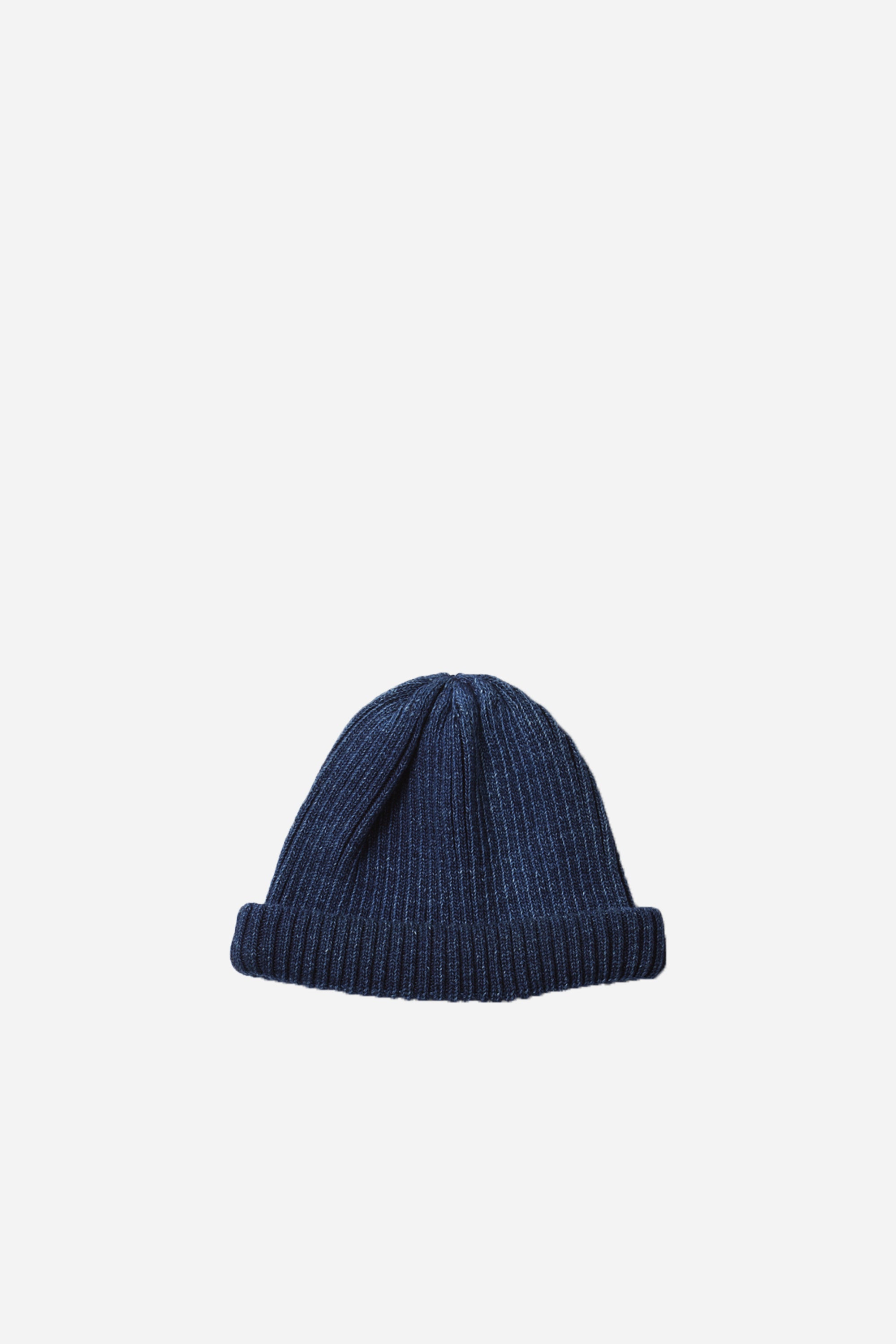 Indigo Cotton Roll Up Beanie Dark Denim