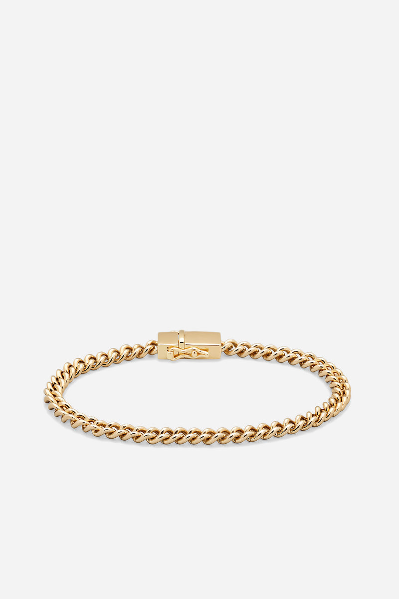 Rounded Curb Bracelet Thin Gold