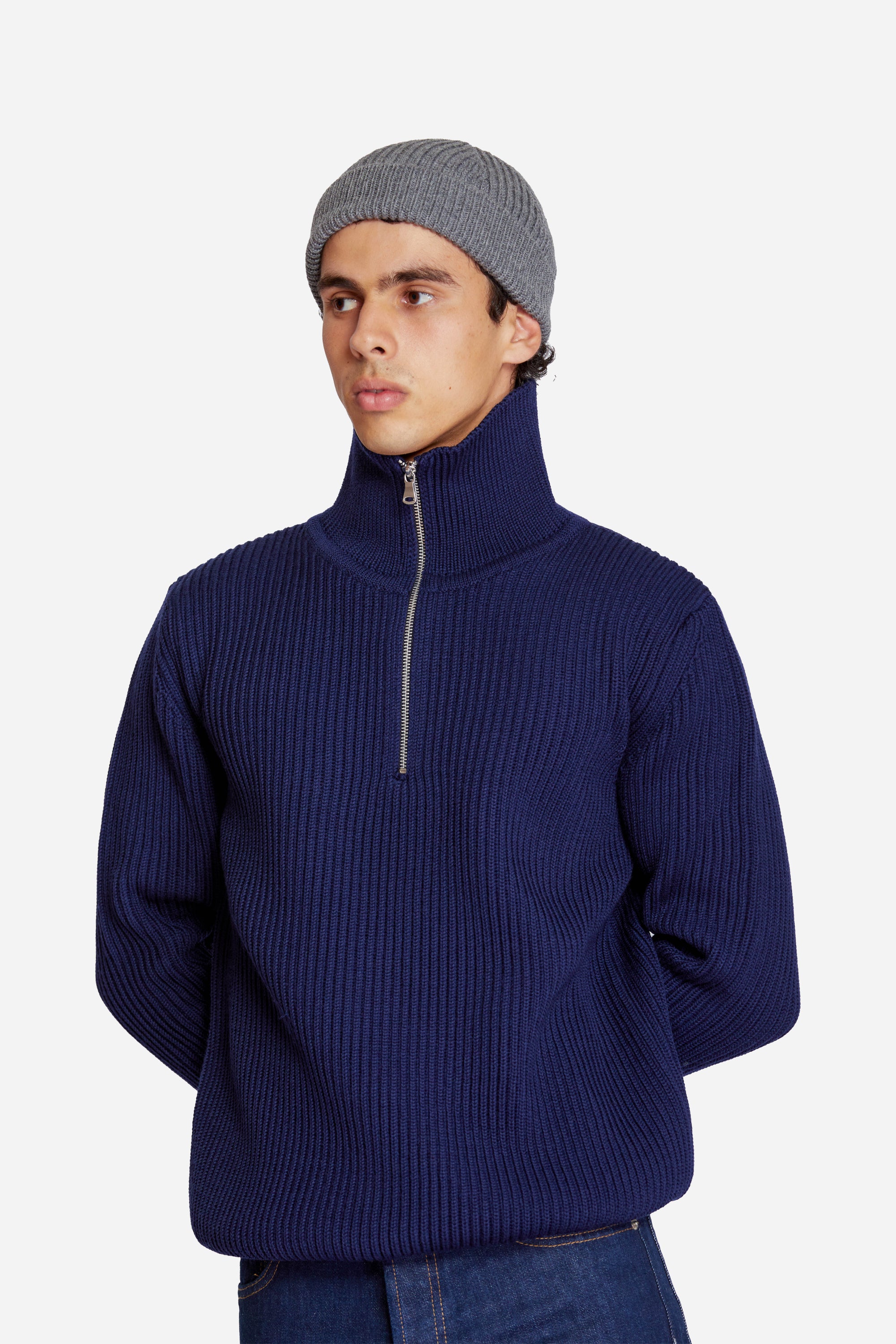 Navy Half Zip Royal Blue