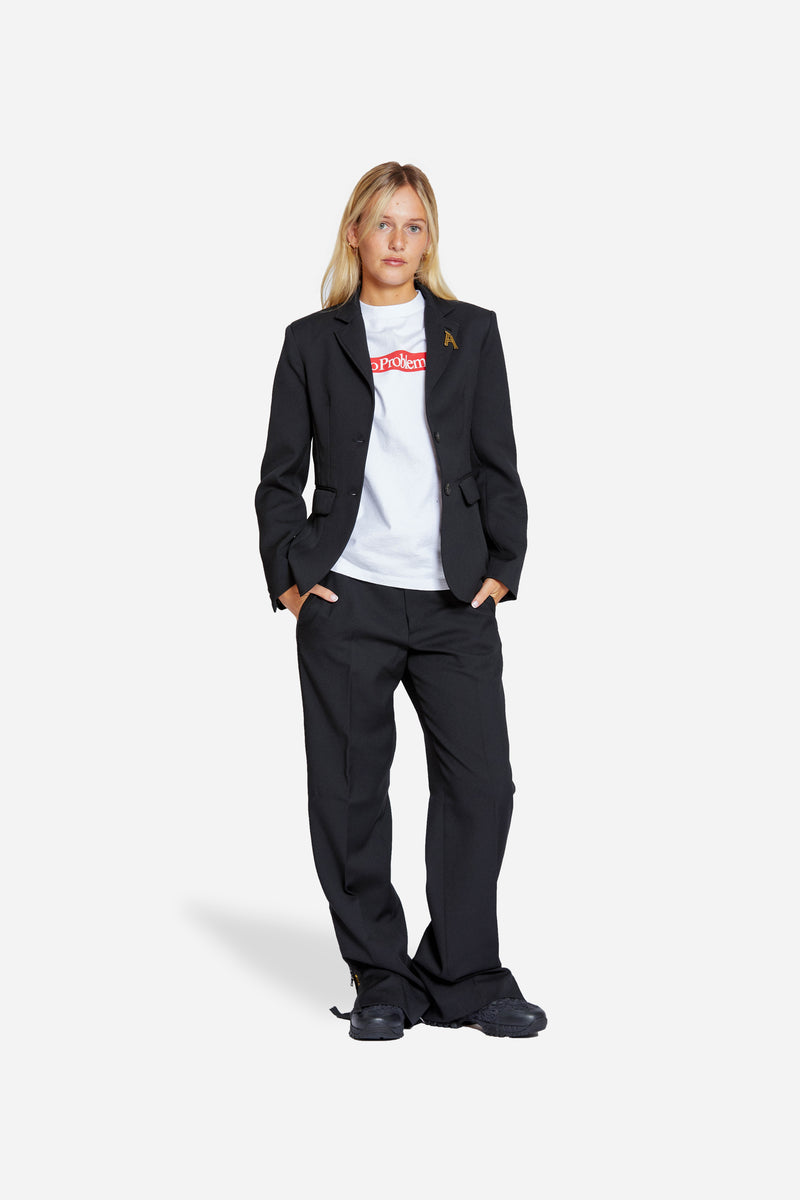 Tailored Trousers With Zips Black